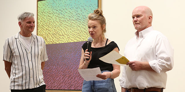 Associate Professor of Art Annie Strader introduces Mark Brosmer ’85 and Ryan Lane ’85
